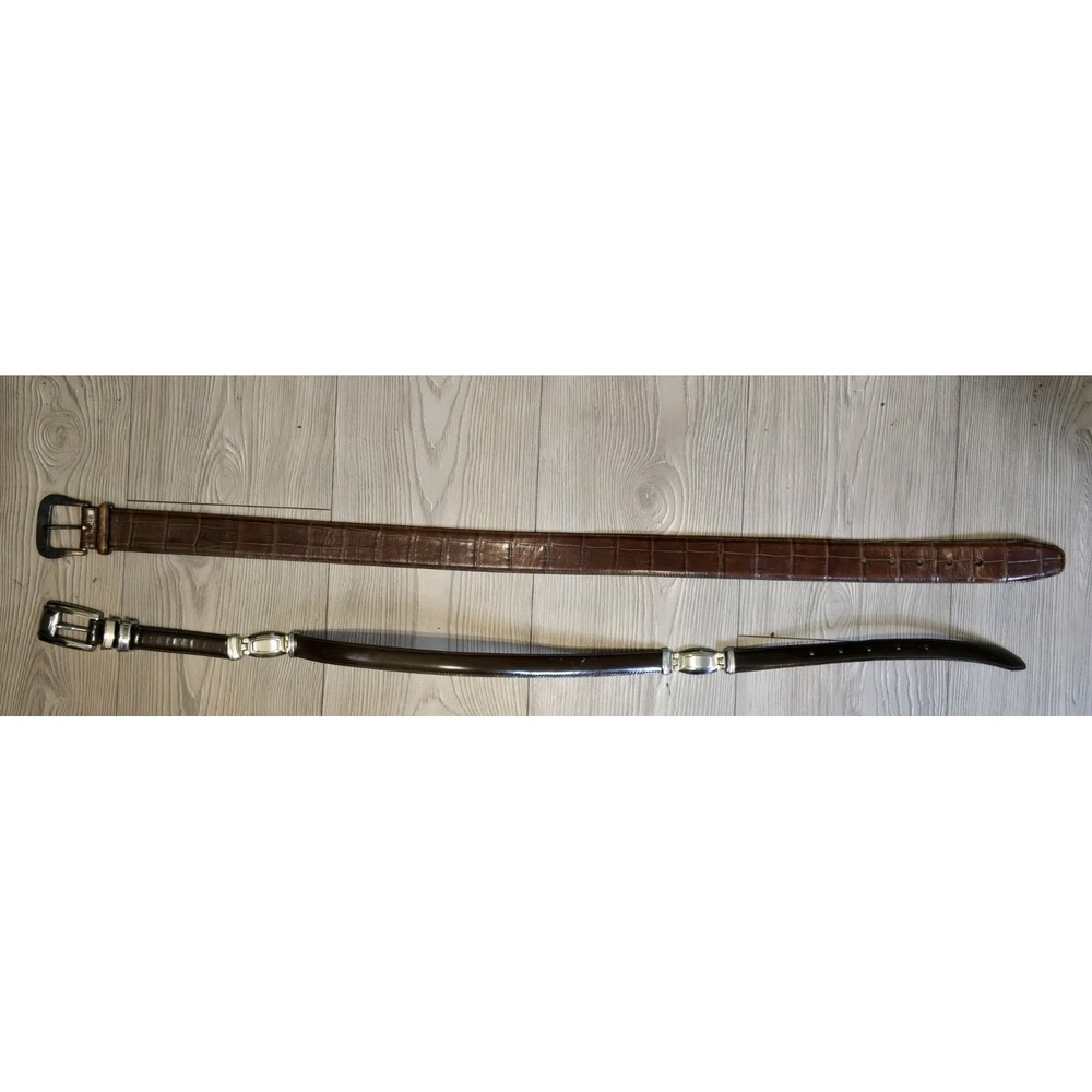 Lot Of 2 Brighton Belts Size 30 Medium Used Brown Leather Worn